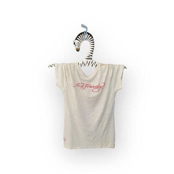 HTF: new Y2K Ed Hardy ❤︎︎ Iconic True Love Tattoo Tee ❤︎︎ Dirty White Grunge T - Picture 4 of 13